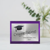 Elegant Paars Silver Gefeliciteerd Afstuderen Briefkaart (Staand voorkant)