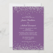 Elegant Paars Silver Glitter Wedding Kaart (Voorkant)