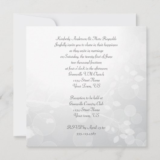 Elegant Paars Silver Leaf Overlay Wedding Invitat Kaart (Achterkant)