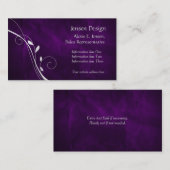 Elegant Paars Silver Leaf Swirl Visitekaartje (Voorkant / Achterkant)