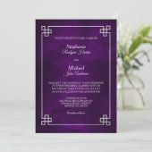 Elegant Paars Silver Lijst Wedding Kaart (Staand voorkant)