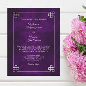 Elegant Paars Silver Lijst Wedding Kaart