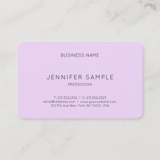 Elegant Paars Simple Modern Plain Luxury Chic Visitekaartje (Achterkant)