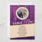 Elegant Paars Sparkly Photo Seating Chart Kaart (Achterkant)