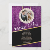 Elegant Paars Sparkly Photo Seating Chart Kaart (Achterkant)