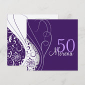 Elegant paars Square Invitation Kaart (Voorkant / Achterkant)