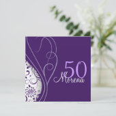 Elegant paars Square Invitation Kaart (Staand voorkant)