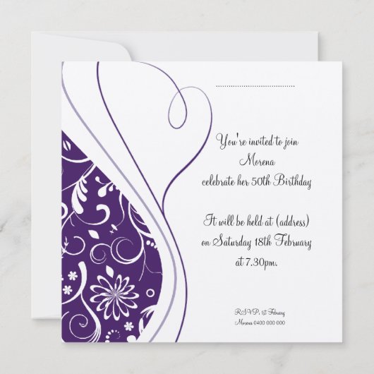 Elegant paars Square Invitation Kaart (Achterkant)