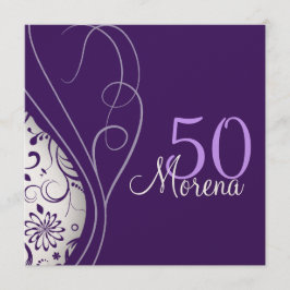 Elegant paars Square Invitation Kaart