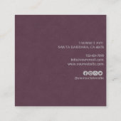 Elegant Paars Suede Leather Texture Professional Vierkante Visitekaartje (Achterkant)