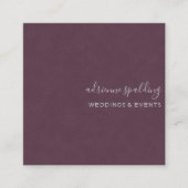 Elegant Paars Suede Leather Texture Professional Vierkante Visitekaartje (Voorkant)