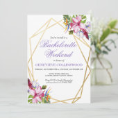 Elegant Paars Tropisch Meisjesuitje Weekend Kaart (Staand voorkant)