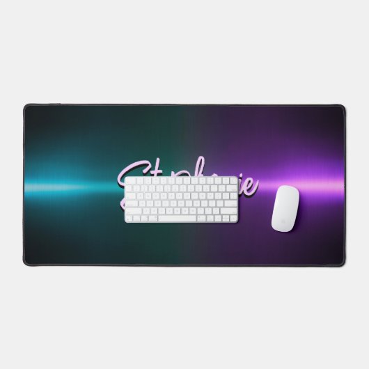 Elegant paars turquoise ombré monogram bureaumat (Keyboard & Muis)