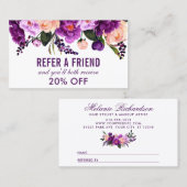 Elegant Paars Ultra Violet Floral Referral Visitekaartje (Voorkant / Achterkant)