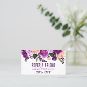 Elegant Paars Ultra Violet Floral Referral Visitekaartje (Staand voorkant)