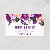 Elegant Paars Ultra Violet Floral Referral Visitekaartje (Voorkant)