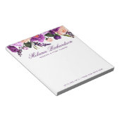 Elegant Paars Ultra Violet Waterverf Floral Notitieblok (Schuin)