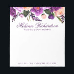 Elegant Paars Ultra Violet Waterverf Floral Notitieblok<br><div class="desc">Elegant Paars Ultra Violet Waterverf Floral Notitieblok</div>