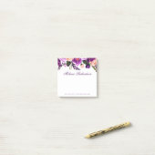 Elegant Paars Ultra Violet Waterverf Floral Post-it® Notes (Op bureau)
