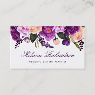 Elegant Paars Ultra Violet Waterverf Floral Visitekaartje