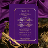 Elegant Paars University Graduation Party Gold Folie Uitnodiging