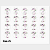 Elegant Paars | Violet Bloem 80ste Verjaardag  Ronde Sticker (Vel)