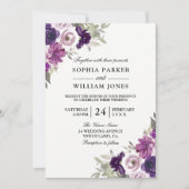 Elegant Paars Violet Floral Winter Wedding Kaart (Voorkant)