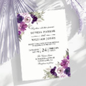 Elegant Paars Violet Floral Winter Wedding Kaart