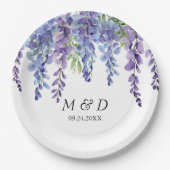 Elegant Paars Violet Florals Wedding Papieren Bordje (Voorkant)