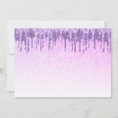 Elegant paars violet glitter druppelt zoet zestien kaart (Achterkant)