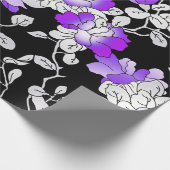 Elegant Paars Violet White Black Floral ontkoppeli Cadeaupapier (Hoek)
