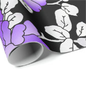 Elegant Paars Violet White Black Floral ontkoppeli Cadeaupapier (Rol Hoek)
