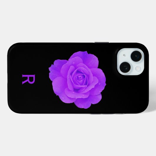 Elegant Paars Violette Monogram Donkere Bloemrozen Case-Mate iPhone Case (Achterkant (horizontaal))