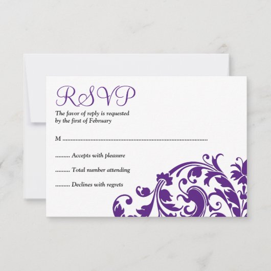 Elegant Paars Vlaams Bat Mitzvah RSVP (Voorkant)