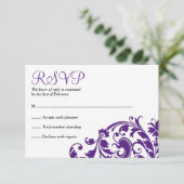 Elegant Paars Vlaams Bat Mitzvah RSVP (Staand voorkant)