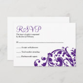 Elegant Paars Vlaams Bat Mitzvah RSVP (Voorkant / Achterkant)