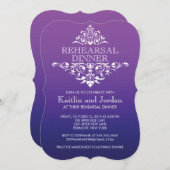 Elegant  Paars Vlaams repetitief Dinner Kaart (Voorkant / Achterkant)