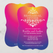 Elegant  Paars Vlaams repetitief Dinner Kaart (Voorkant / Achterkant)