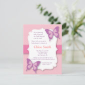Elegant Paars vlinder baby shower Kaart (Staand voorkant)