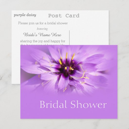 Elegant paars vrijgezellenfeest briefkaart (Voorkant / Achterkant)