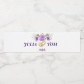 Elegant Paars water Color Floral Wedding Waterfles Etiket (Enkel label)