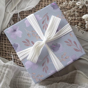 Elegant paars waterverf bloempatroon cadeaupapier