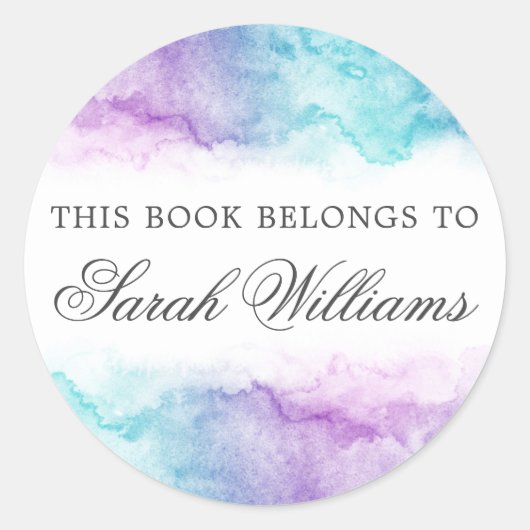 Elegant paars waterverf boekplaat stickers (Voorkant)