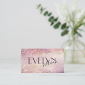 elegant paars waterverf glitter visitekaartje (Staand voorkant)