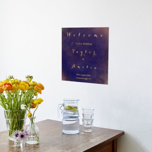 Elegant Paars Weddenschap Welkomstteken Elegant Go Folie Afdrukken (Laag (Keuken))