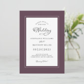 Elegant Paars Wedding Chic Calligraphy Lijst Kaart (Staand voorkant)
