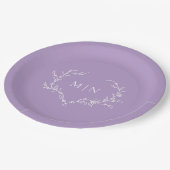 Elegant Paars Wedding Monogram Wreator Papieren Bordje (Gekanteld)