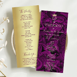 Elegant Paars Wedding Programme Reclamekaart