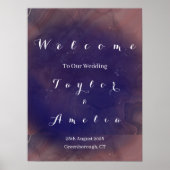 Elegant Paars Wedding Welcome Sign Poster (Voorkant)