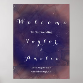 Elegant Paars Wedding Welcome Sign Poster